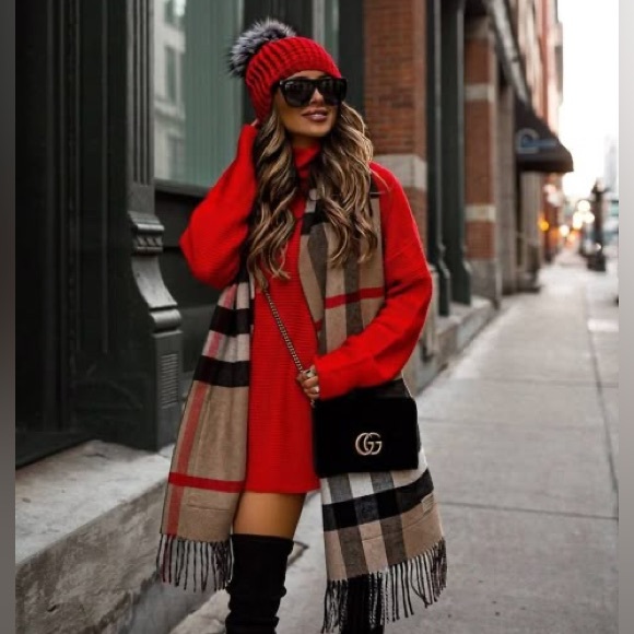 NEW 💕 XL BURBERRY LONDON 2025 Half Mega Giant Check Cashmere Scarf Shawl Wrap - Picture 4 of 12